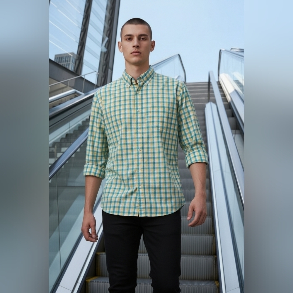 Jcrew Men's Size Large Slim Flex Washed Button Up Shirt Casual Wear